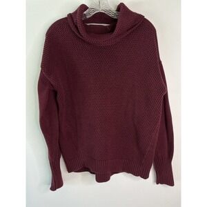 ATHLETA Turtleneck Chunky Knit Ribbed Sweater Size Large Magenta Purple